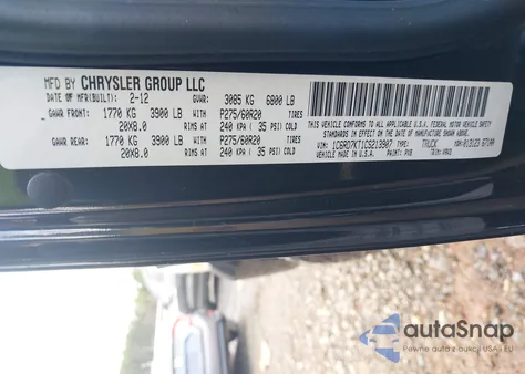 2012 Ram 1500 St from USA, damaged, VIN 1C6RD7KT1CS213907